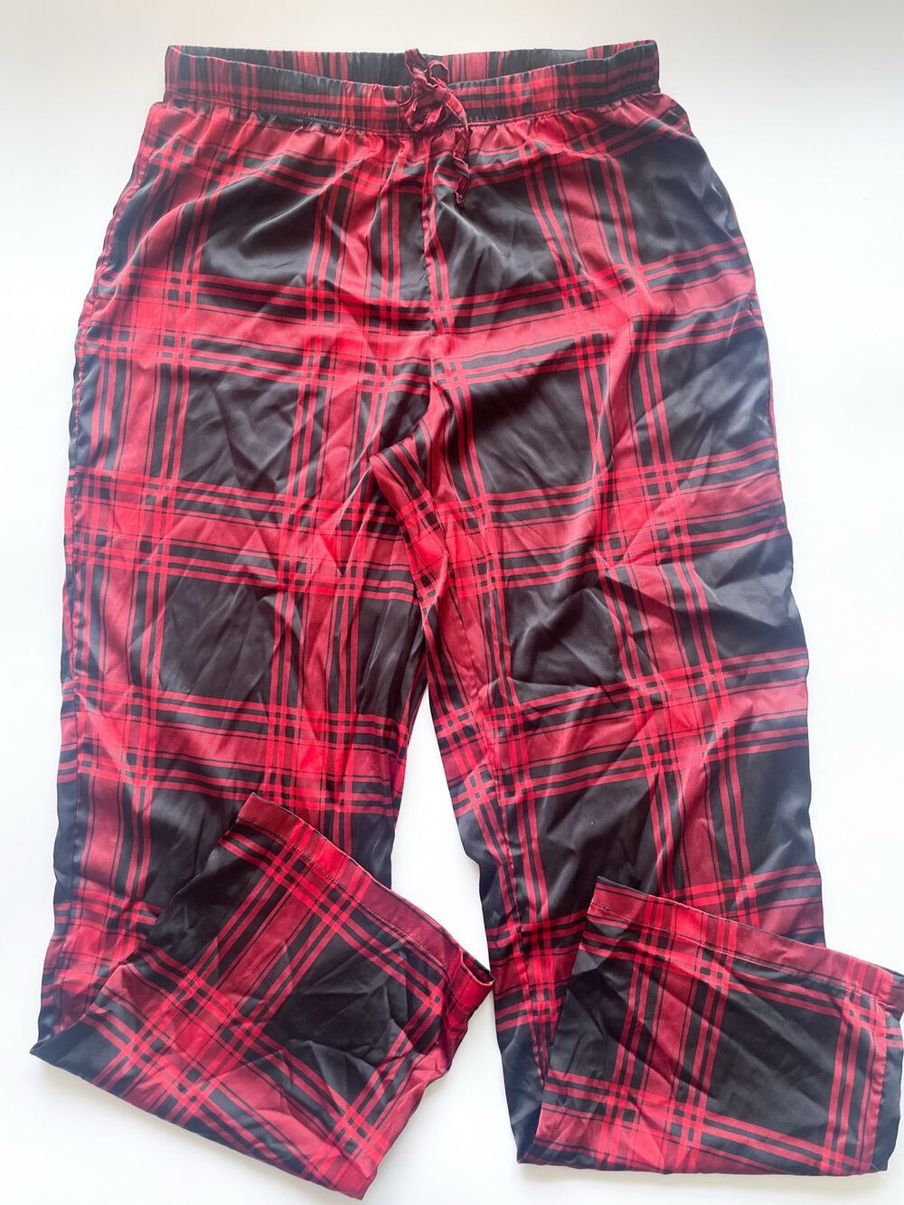 Women's House of Harlow Sleepwear Silky Sleep Pants Black and Red Size Medium